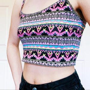 Multicoloured print crop top